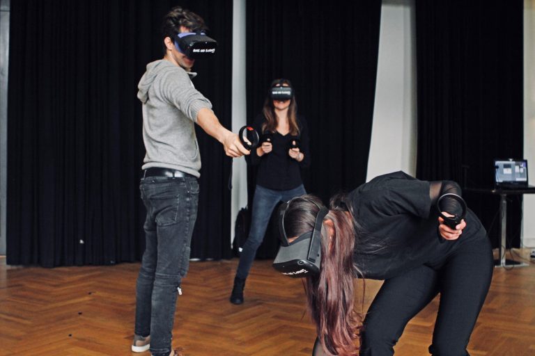 people playing vr game