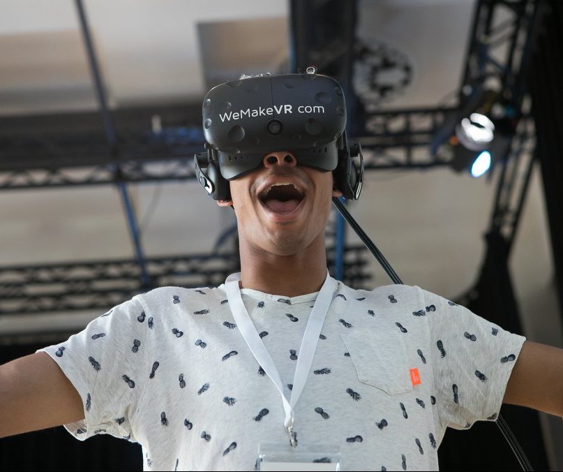 man wearing a vr headset